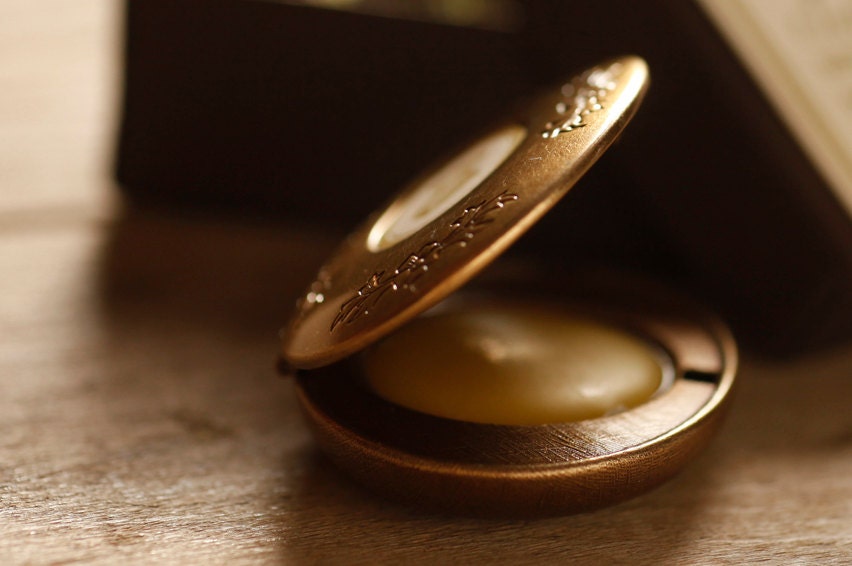 Antique Settee - perfume locket REFILL - natural solid perfume with florals, tea, and citrus