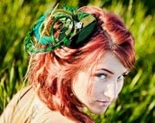 Green Velvet Feather Fascinator