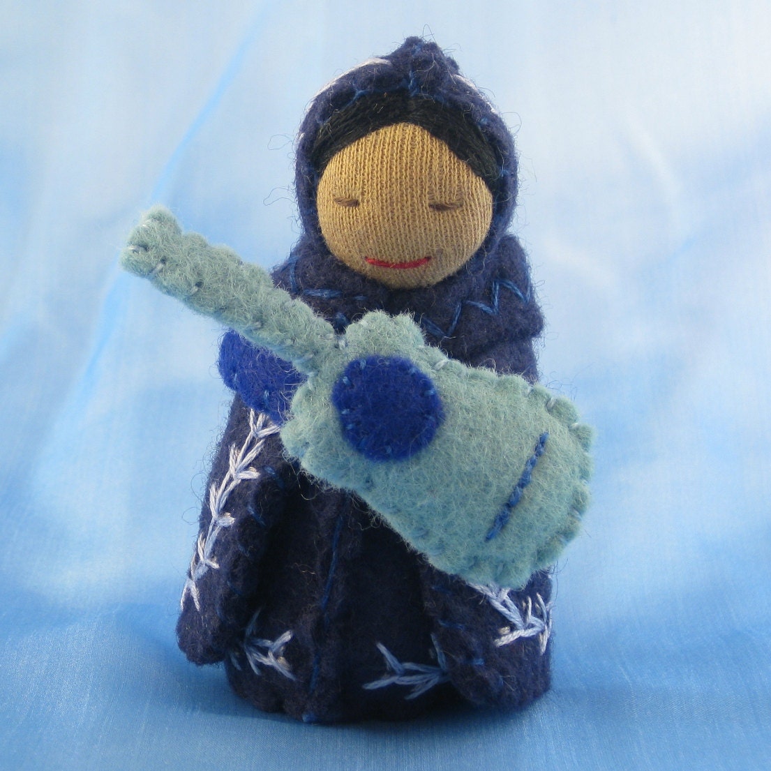 Guitar Player Doll in Blue - Waldorf inspired