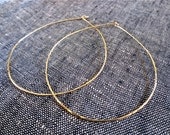Large 3" Thin Hammered Simple Oval Shaped 14k Gold Filled Hoops. . . Free Shipping.... BadkittyHawaii