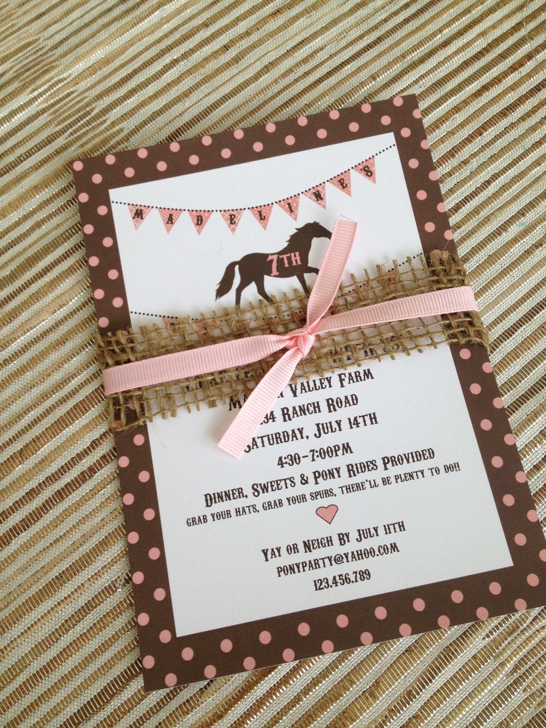DIY Printable Pony Party Invitation Vintage Style, Shabby Chic - pony invite