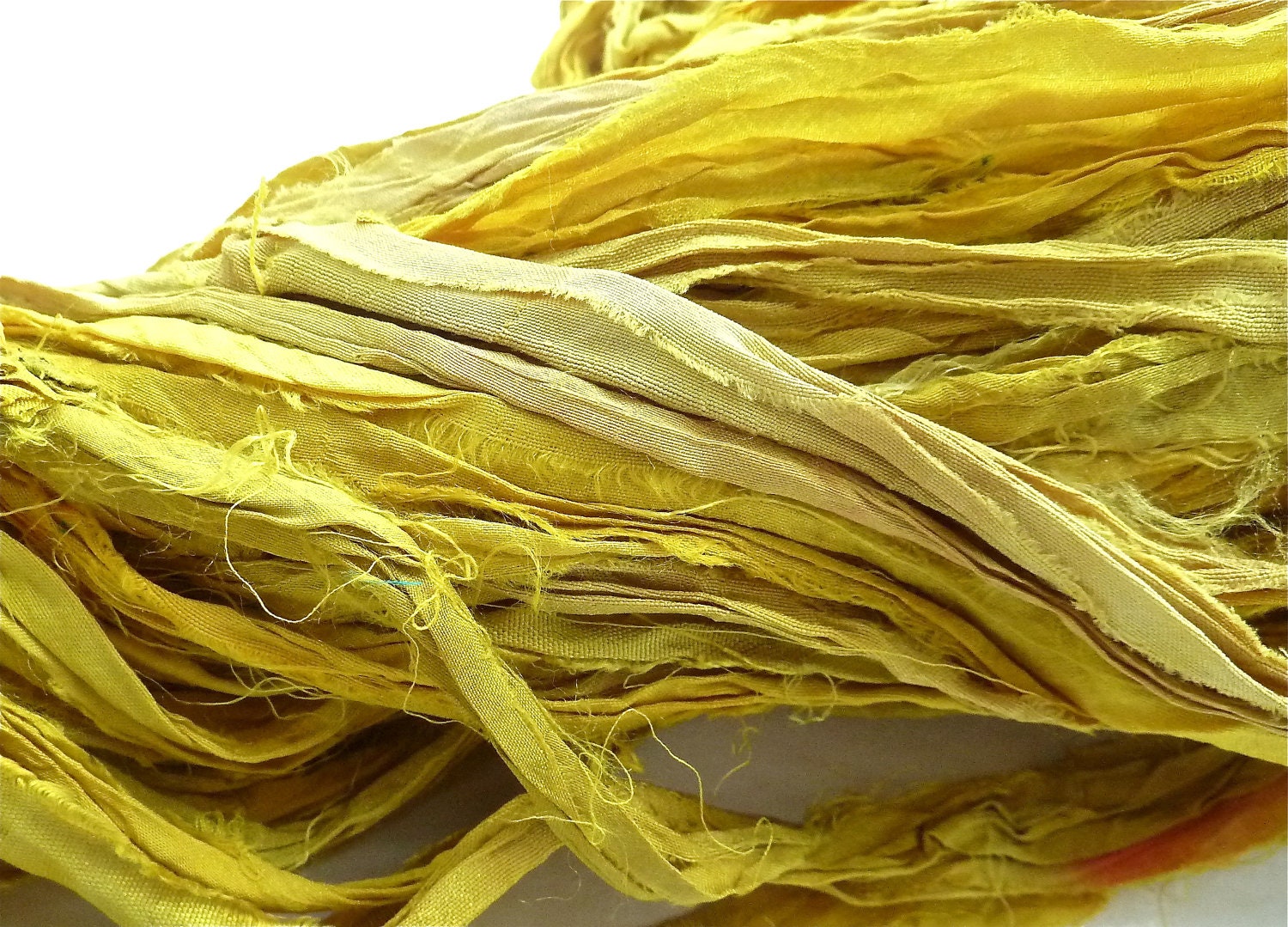 splash of lemon recycled silk sari ribbon