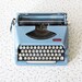 vintage Royal Parade typewriter / mid century baby blue manual portable typewriter with case