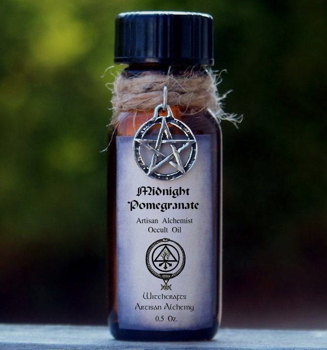 MIDNIGHT POMEGRANATE Artisan Alchemist Ritual Oil w/ Pomegranate Seed, Acorn, Rowan Berry, Apple and More for Abundance, Harvest Festivals