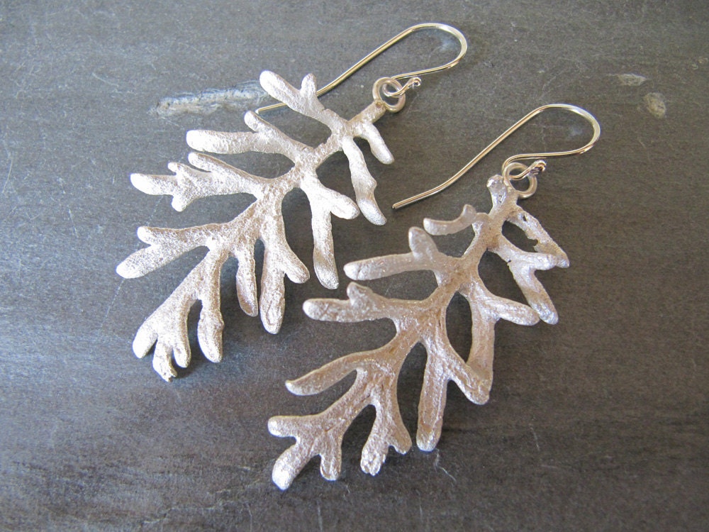 Cast Sterling Silver Leaf Earrings
