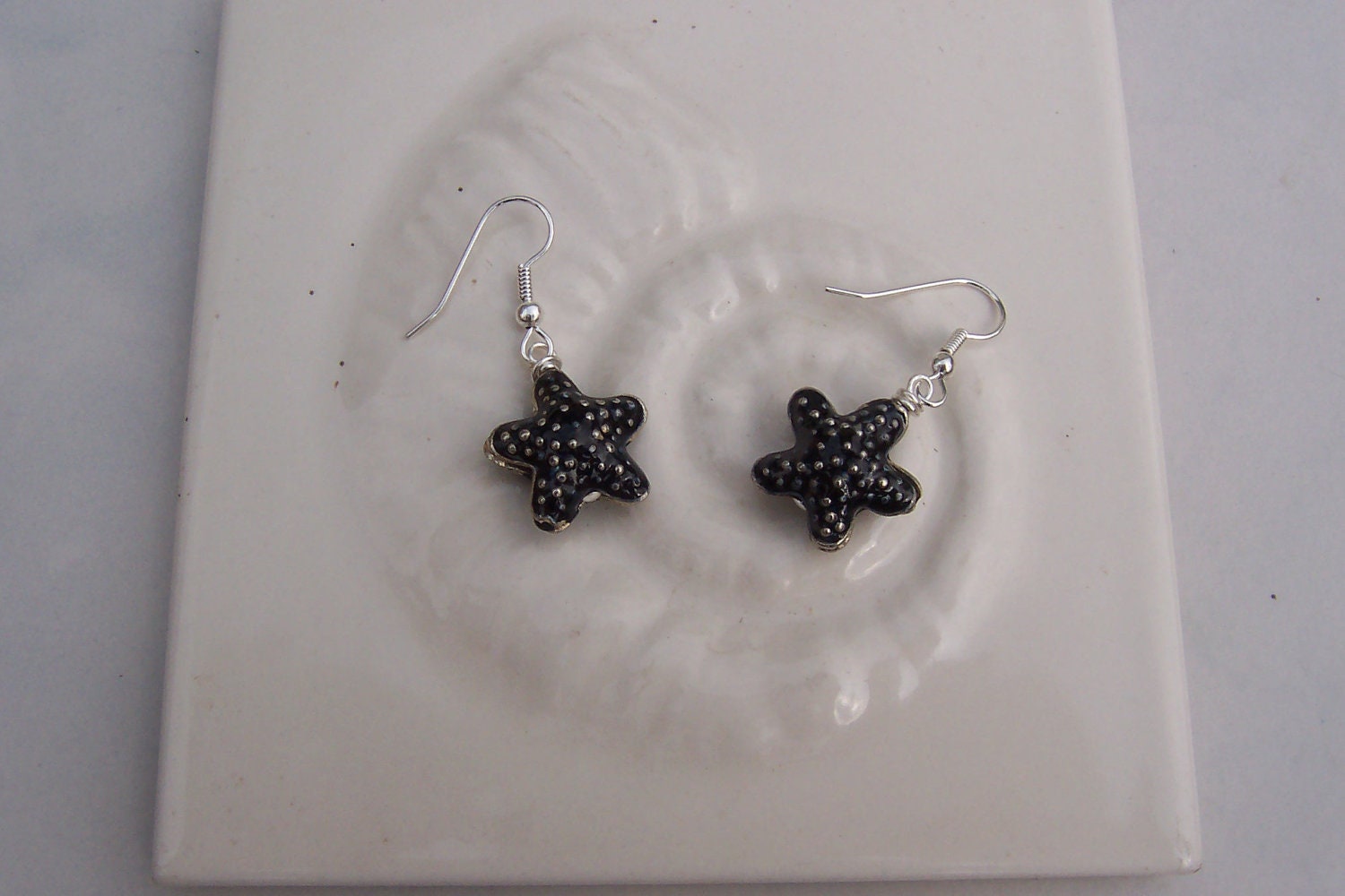 Black Starfish with Silver Dots