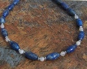 Lapis Lazuli Rainbow Moonstone Silver Sparkle Necklace