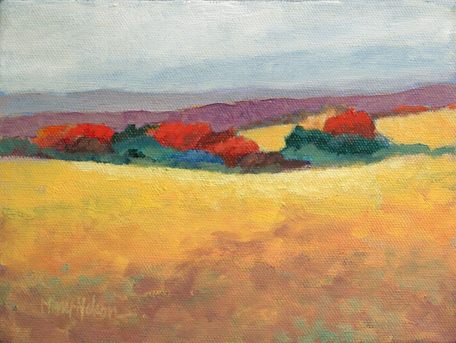 Contemporary Landscape Oil Painting, Fields, Original Art,  6 x 8