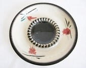 Vintage MID CENTURY Dish - Retro Black & Pink Ceramic Bowl - California Pottery