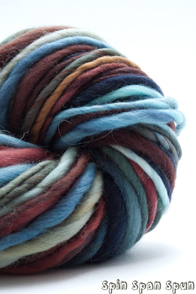 North Woods, Big Skein, HandSpun and Hand dyed, Merino Single, Bulky, 100 yards