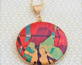 Vintage Locket Necklace Alyson Fox Original Artwork "Aerial"