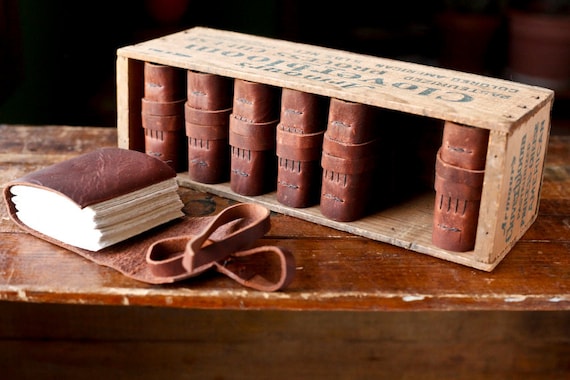 Leather Journal Box Set - The Cloverbloom Box Set - OOAK - Matching set of 7 Journals
