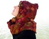 Knitting PDF hooded scarf pattern - A Scattering of Diamonds
