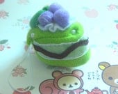 Green cake with purple berries felt plush phone charm