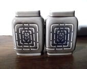 Vintage Edgar Johnson Vases, Gray, White, Gumps, Midcentury Modern