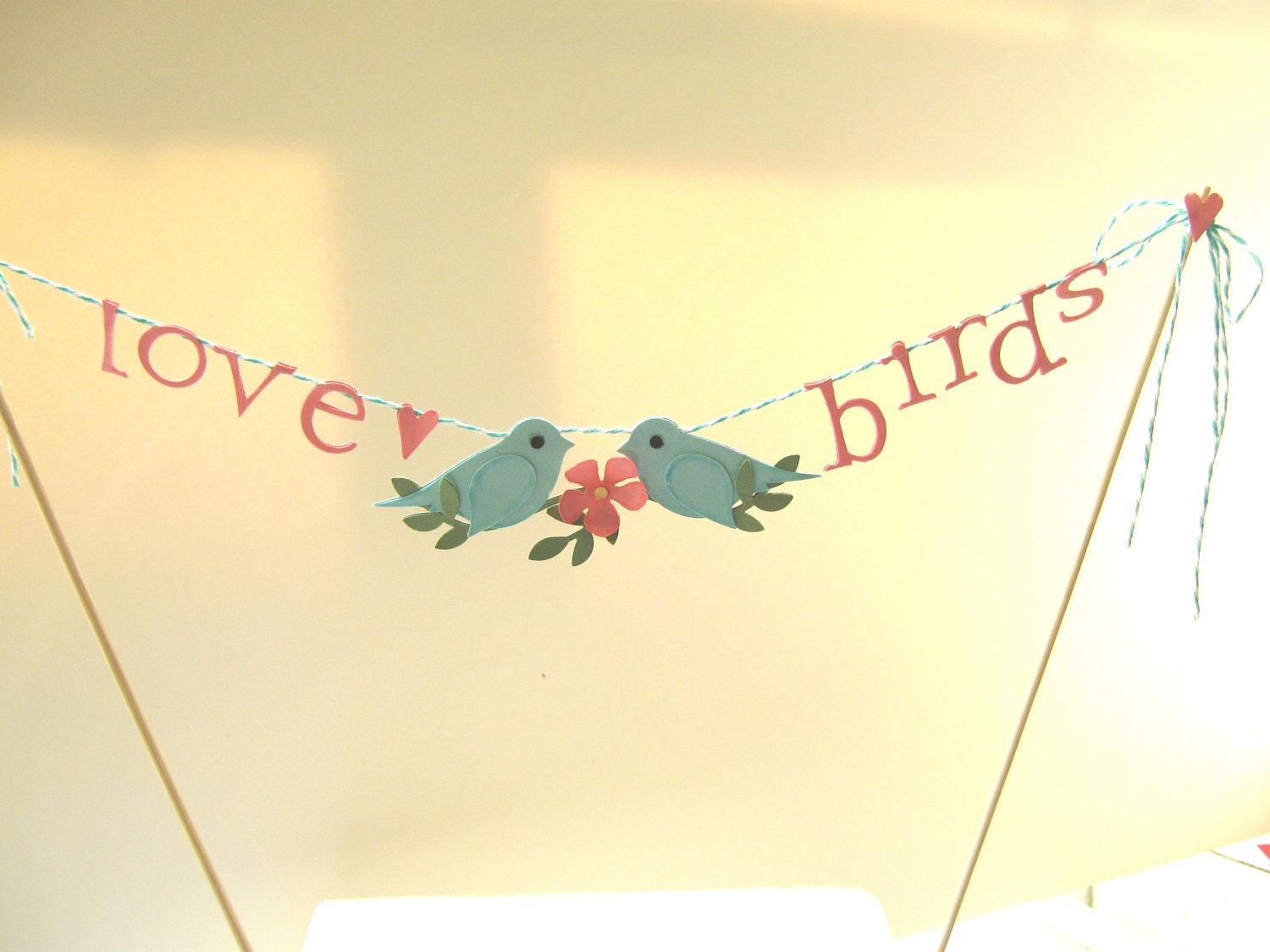 Love Birds Wedding Cake Topper, Love Birds Cake Bunting, Love Bird Banner