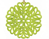 Summer Fun earrings, refreshing lime green lucite rosette and gold filled earwires, filigree