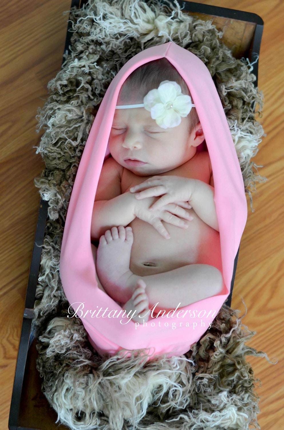 Pinky Pastel Pink Wee Womb Cocoon for GIRLS, Egg, Wrap Photo Prop Used In Professional Photography of Newborn, Infant Portrait Sessions