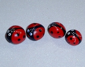 One Ladybug, ladybird beetle, garnet, ruby, red, summer, garden jewel, Lady Luck, gift for the gardener, painted rocks by Rockartiste