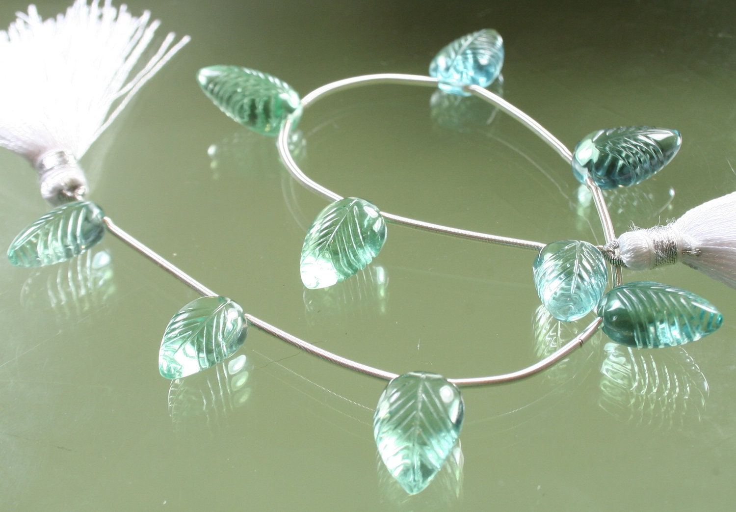 AAA Fluorite Carved Leaf Briolettes