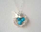 Nest Necklace Graduation Necklace Bird Nest Necklace Robins Nest Spring Sterling Chain Available Nest Mom Sister Friend with Turquoise