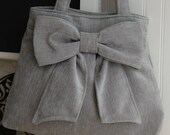 Light Gray Bow Bag / Purse with Double Handles