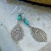 Chandelier Earrings - Dangle, Silver, Filigree, Bohemian, Czech Glass,  Turquoise, Rhodium Plated, Southwestern
