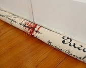 Door Draft Stopper, French Script, Cream, Navy Blue. 72