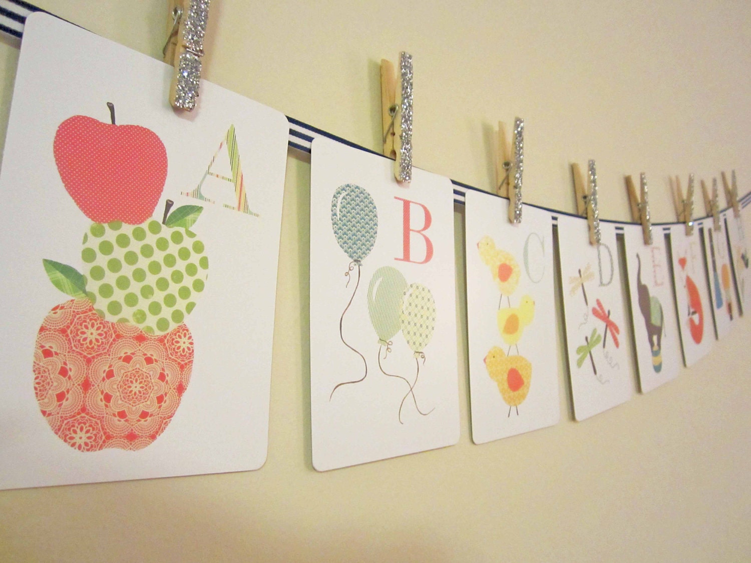 Alphabet Wall Cards - Alphabet Nursery Art, Alphabet Flash Cards, Kids Wall Art, Children Decor, Letter Wall Art, Baby Nursery, Baby Gift