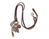 Stone Crystal Necklace Nature Talisman -Brown Leaf Wood Amber Orange Earthy Boho Suede