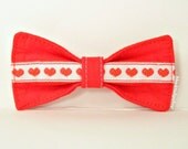 Sweet Hair Bow French Barrette Clip Red Heart Ribbon