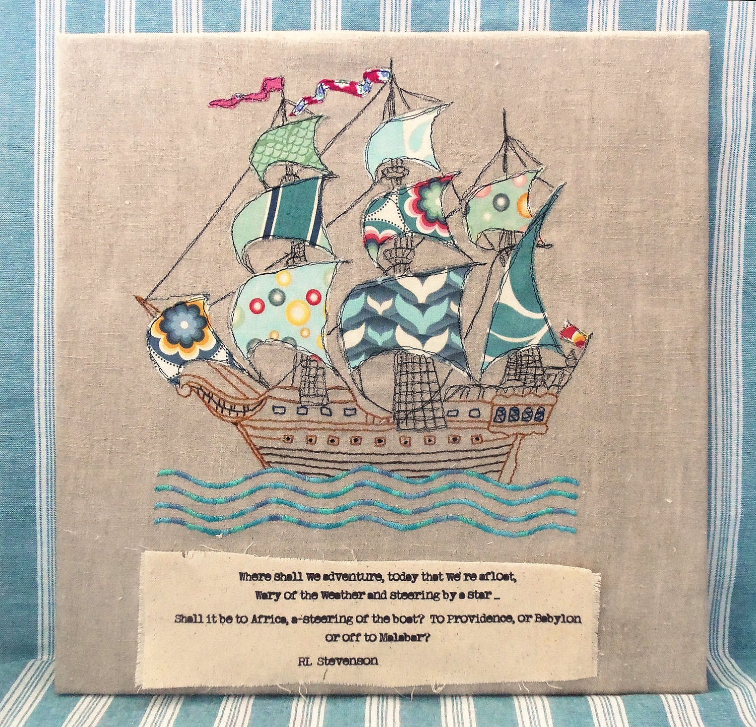 Where shall we Adventure -  Pirate Ship Applique pdf pattern