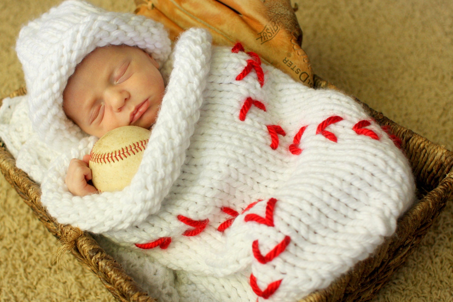 Knit Baseball Cocoon and Hat - Pattern