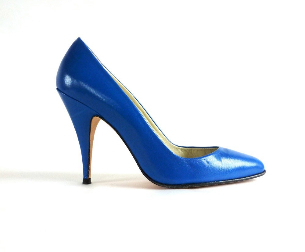 80s Spike Heels // PEPE JIMENEZ // Cobalt Blue Leather Shoes