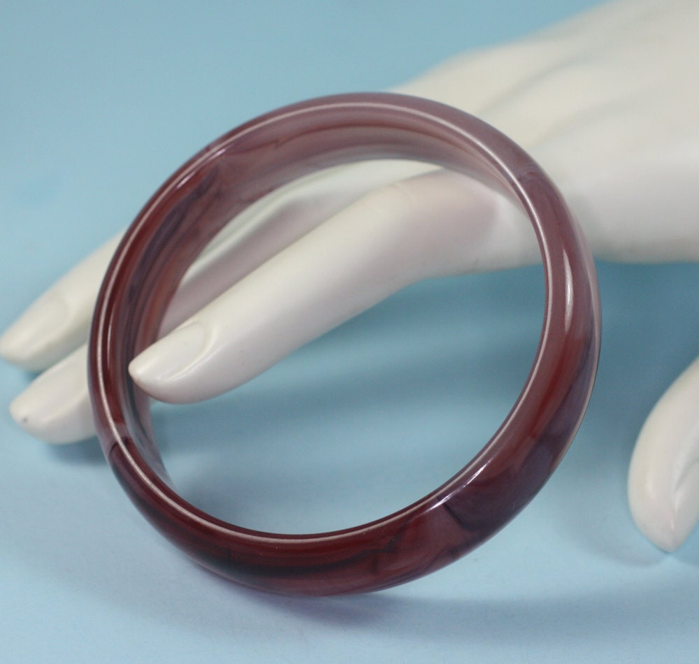 Vintage Purple Bangle Bracelet Swirled Plum Lucite