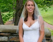 Wedding veil -  cascading cut 36 inch fingertip length bridal veil wit a cut edge