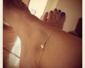 Delicate Gold Heart Anklet with Thin Chain and Hammered Heart Charm in 14k Gold Fill - Delicate Gold Chain, Order as a Bracelet or Anklet