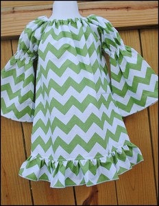 Green Chevron Personalized Dress