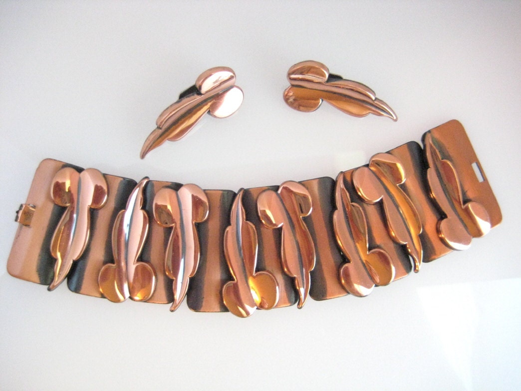Vintage Renoir Modernist Bracelet & Earring Set
