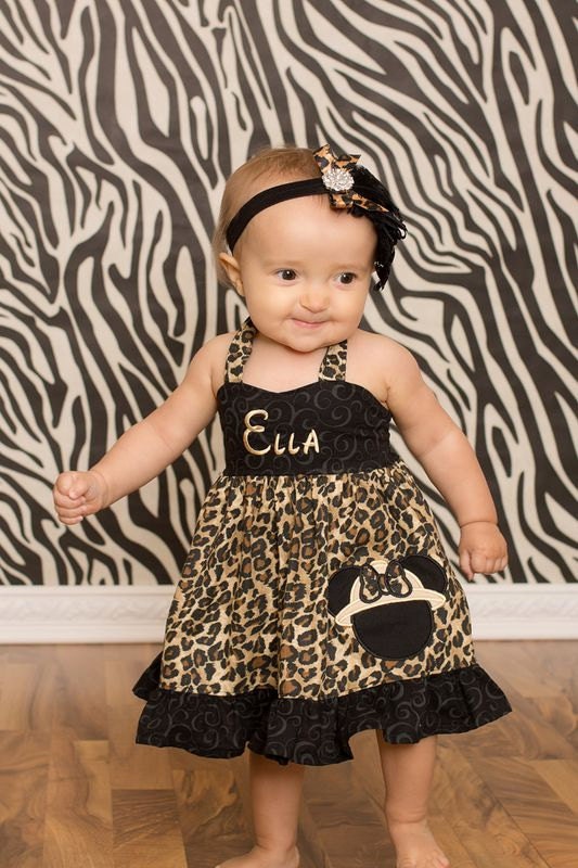 Safari Minnie Mouse Sweetheart Halter Dress - Sizes 12mos - 6