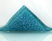 Fused glass  napkin holder, retro ornament design