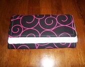 Black with Hot Pink Swirls Burp Cloth