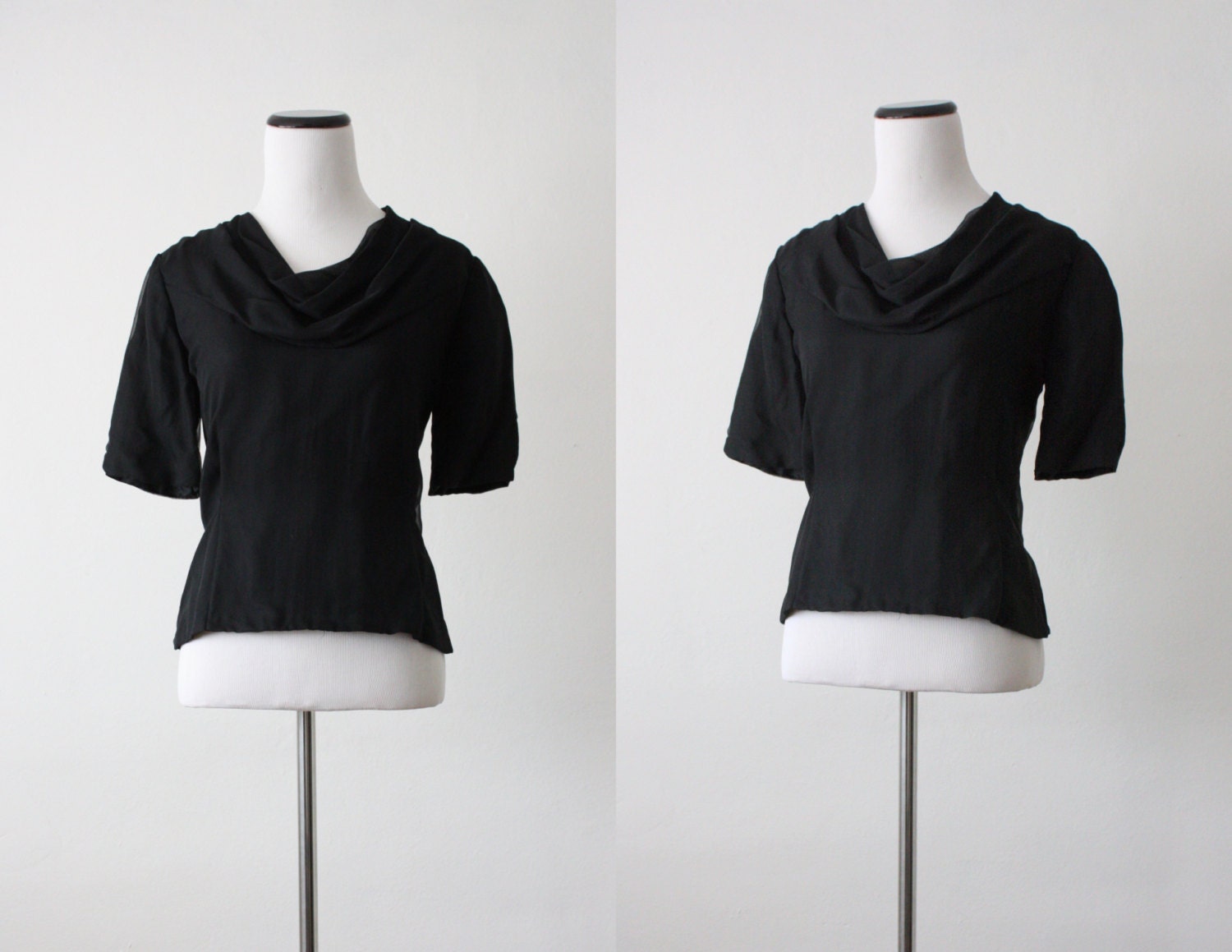 vintage 1950's silk cowl neck blouse