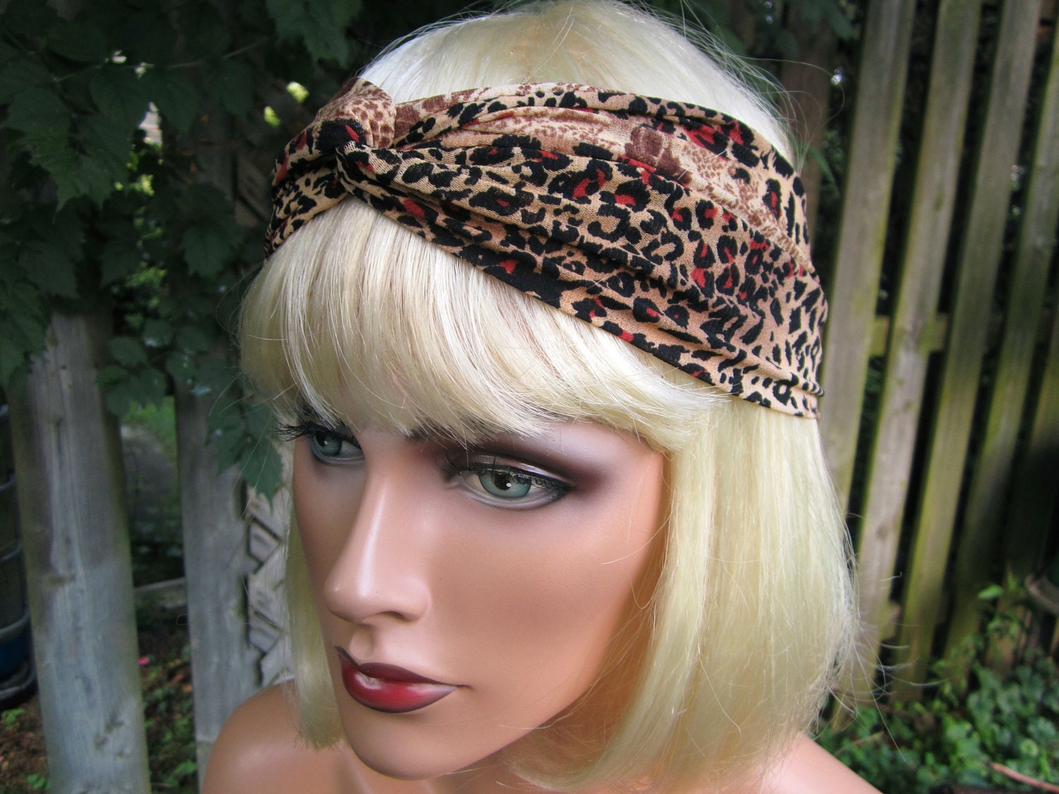 Turban twist headband, headwrap - STRETCH Chiffon Leopard Print