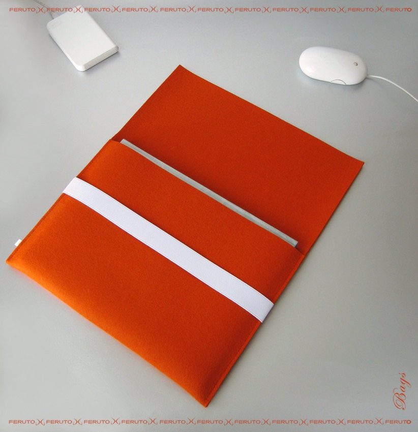 Macbook Air felt sleeve 11or 13 inch Mac Book Air ORANGE original german woolen felt