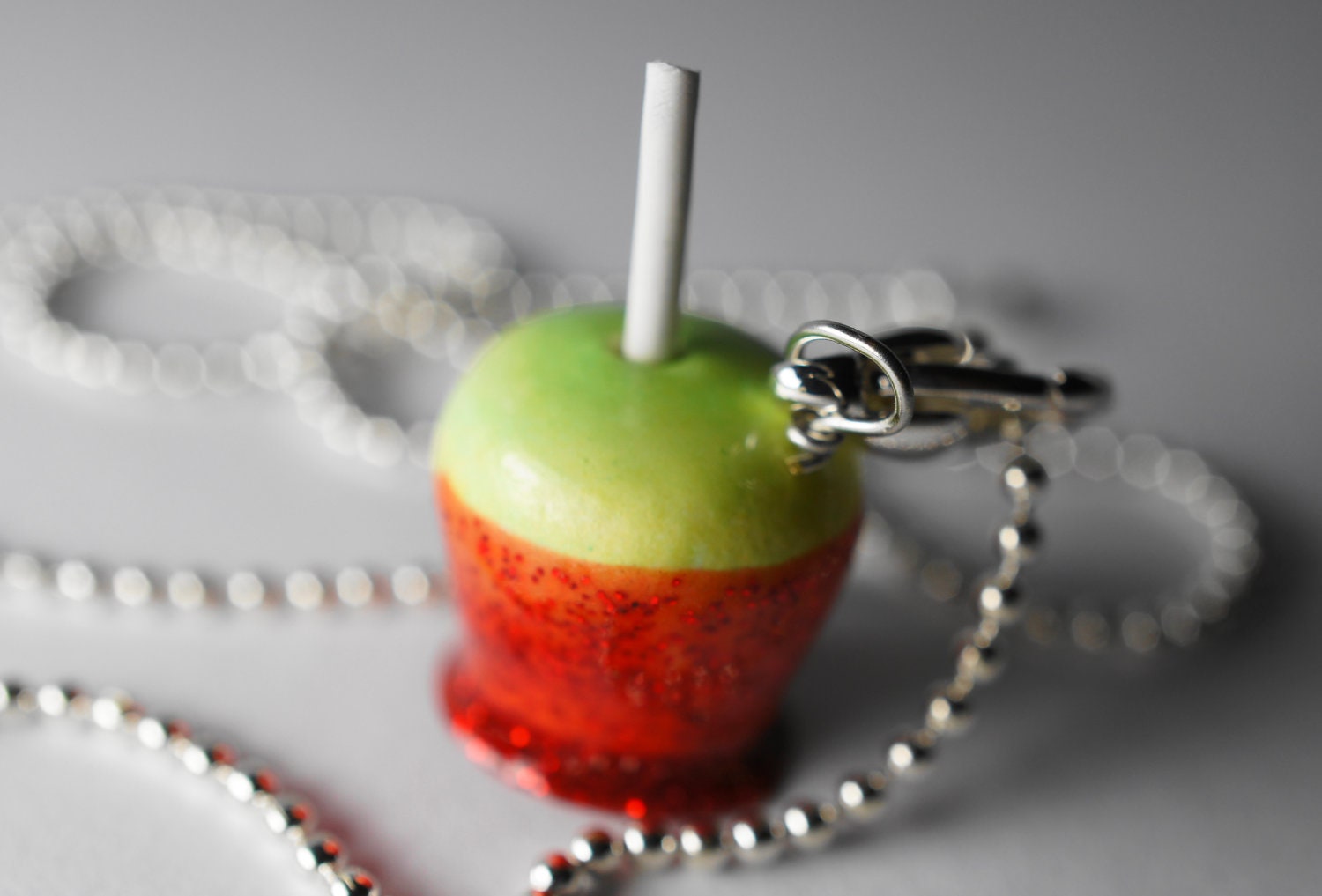 Candy Apple Necklace, MIniature Food Necklace, Polymer Clay Food Jewelry