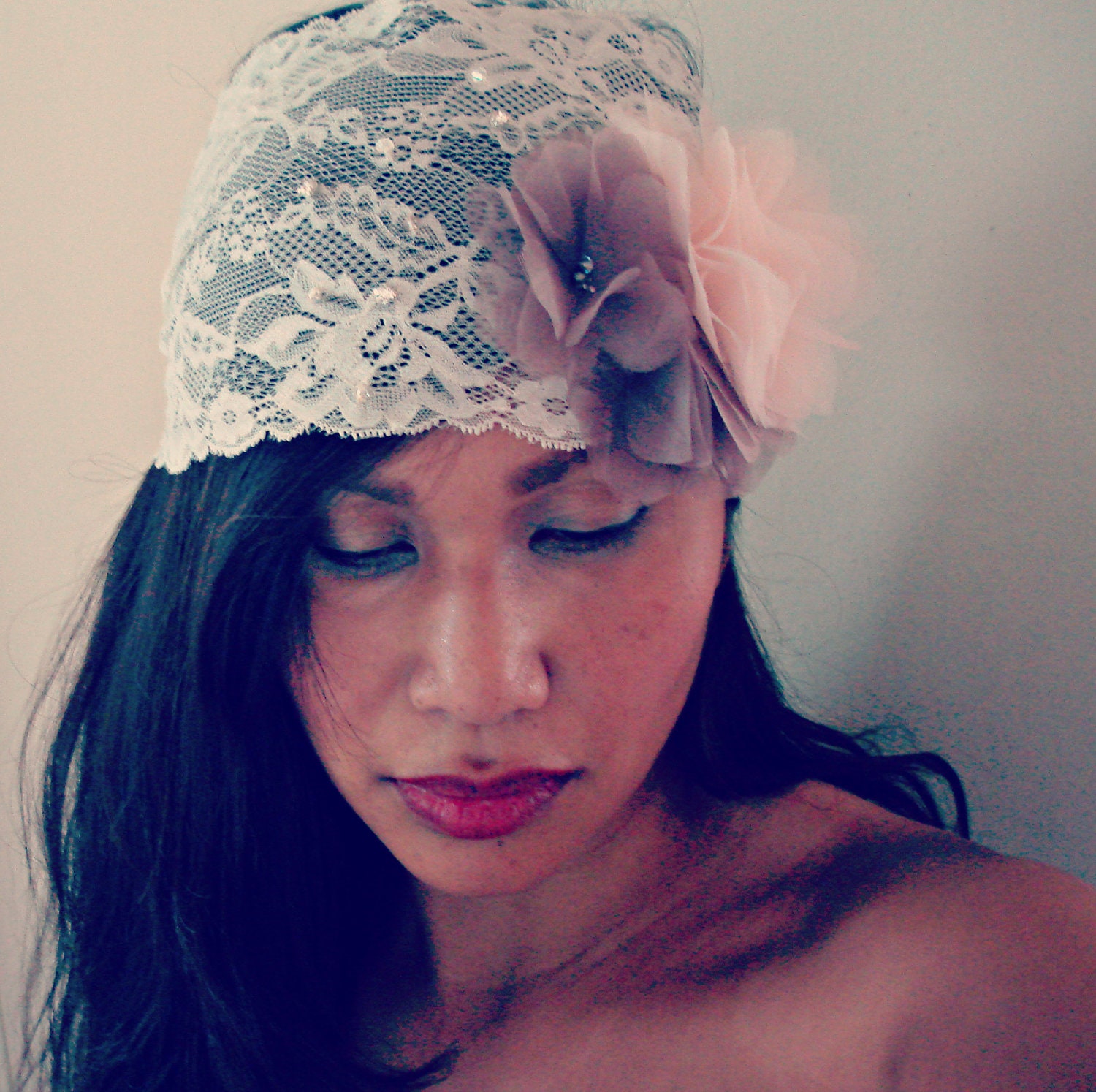 Bridal Lace Headband Flower Headpiece