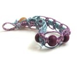 Cotton Candy Hemp Bracelet with Purple Wood Beads