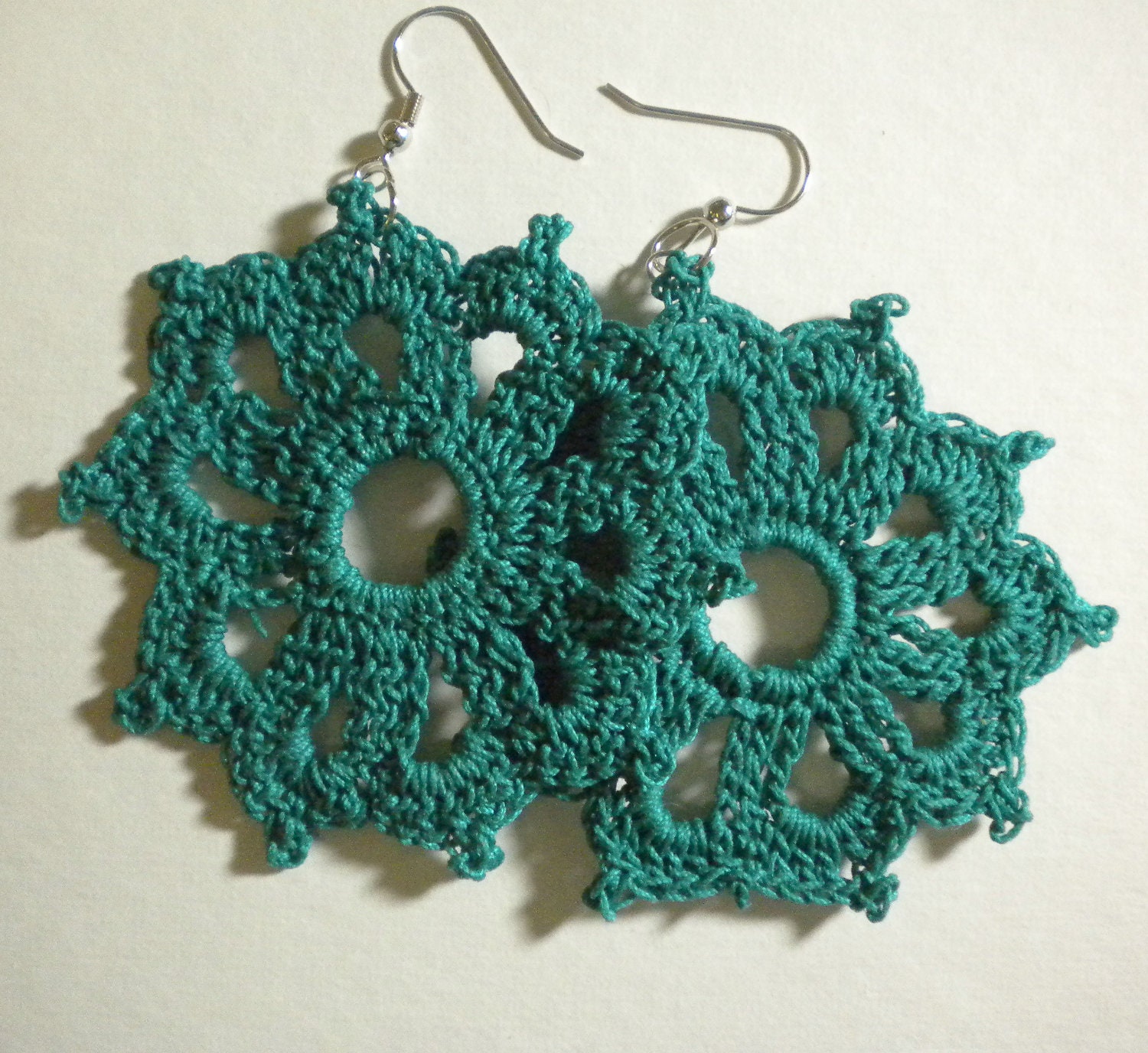 Funky Bohemian Crochet Earrings Teal