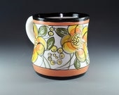 Black and Orange Rimmed Hand Painted Mug